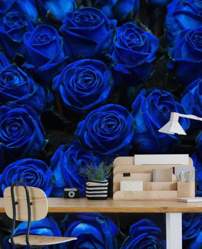 Elektrische blaue Rosen-Tapete