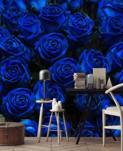 Papel Pintado Rosas Azules Eléctricas