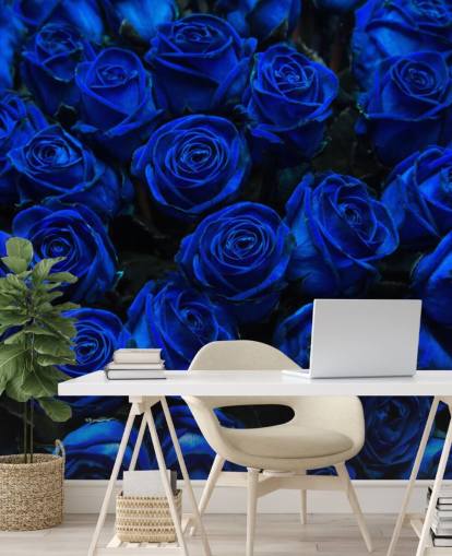 Papier Peint Roses Bleu Électrique