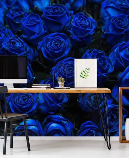 Papel Pintado Rosas Azules Eléctricas