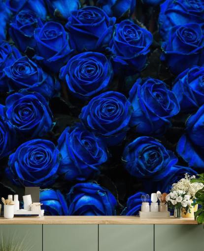 Papier Peint Roses Bleu Électrique