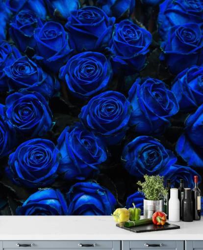 Carta da parati con rose blu