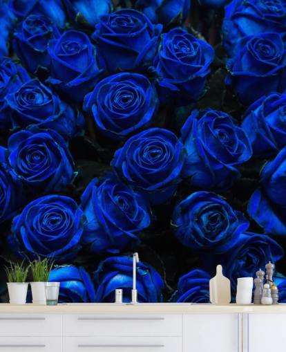 Papier Peint Roses Bleu Électrique Papier Peint Roses Bleu Électrique