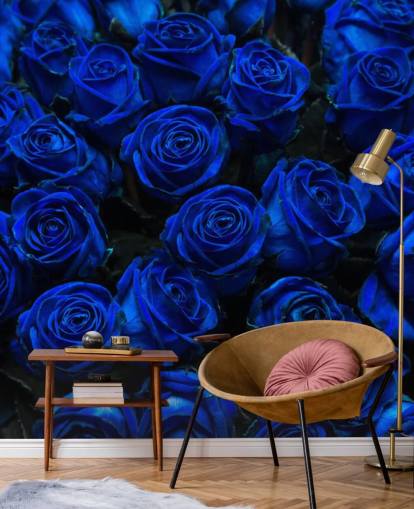 Papier Peint Roses Bleu Électrique Papier Peint Roses Bleu Électrique
