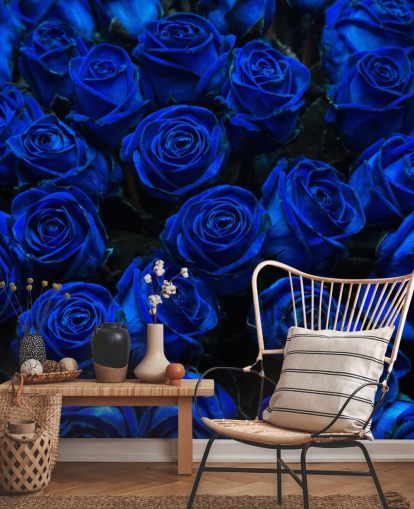 Papel Pintado Rosas Azules Eléctricas