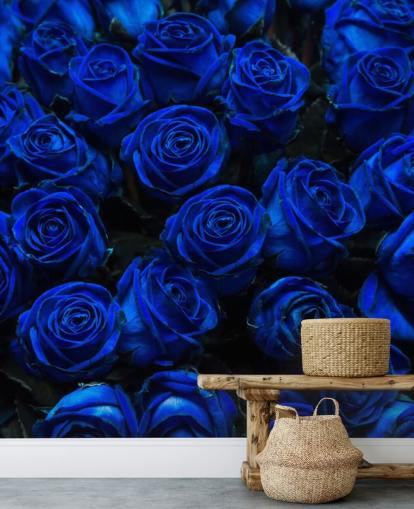 Carta da parati con rose blu