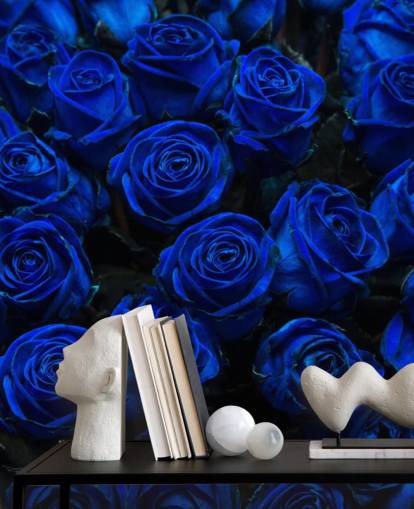 Elektrische blaue Rosen-Tapete