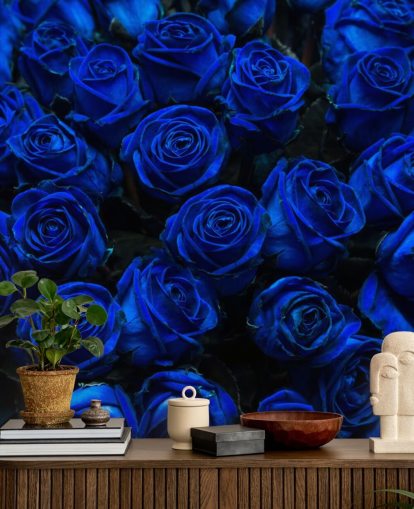 Carta da parati con rose blu
