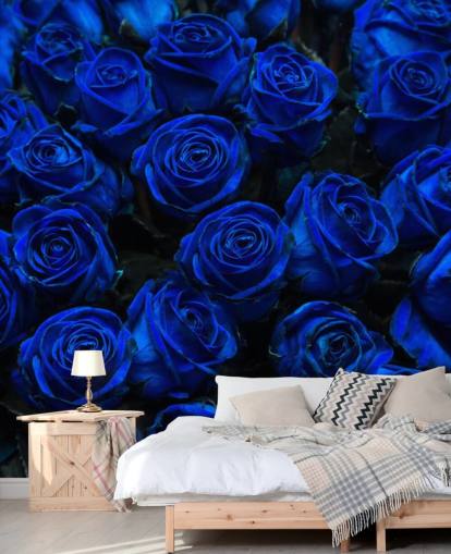 Papier Peint Roses Bleu Électrique