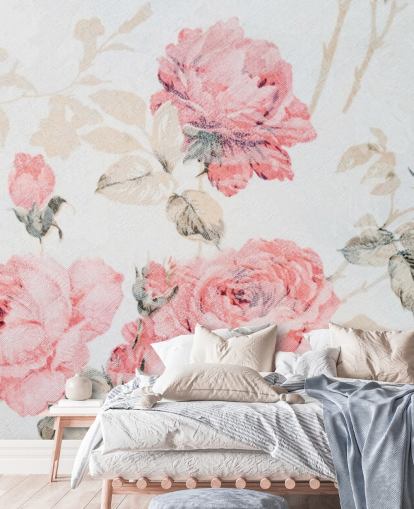 Decorazione murale con fiori vintage rosa Decorazione murale con fiori vintage rosa
