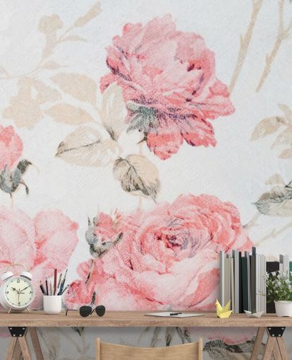 Mural de flores vintage rosa Mural de flores vintage rosa