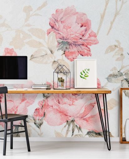 Decorazione murale con fiori vintage rosa