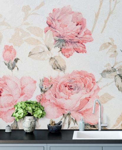 Rosa Vintage blomster Mural