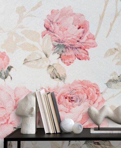 Murale Vintage Fleurs Roses Murale Vintage Fleurs Roses