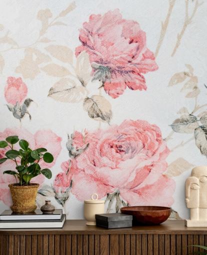 mural flores rosas vintage