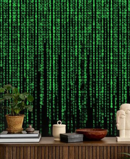 Fondo de pantalla de codificación y números verdes