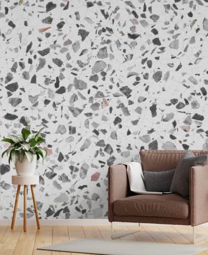 Grå og hvit flekkete Terrazzo Bakgrunn