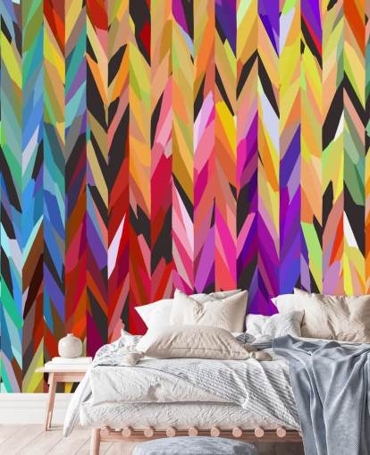 Papier peint abstrait lignes colorées