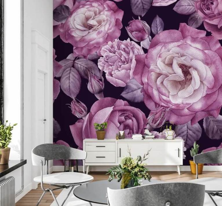 Walls Republic 57 sq ft Purple Classic Floral Lace Wallpaper R1795