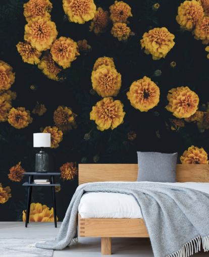 papel pintado floral de botánica oscura