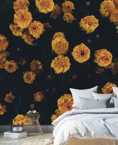 Dark-Botanik-Blumen-Tapete