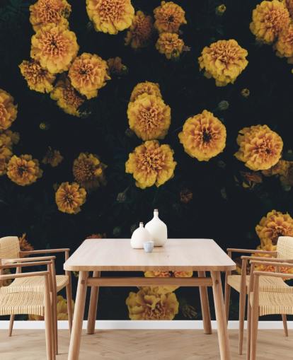 papel pintado floral de botánica oscura