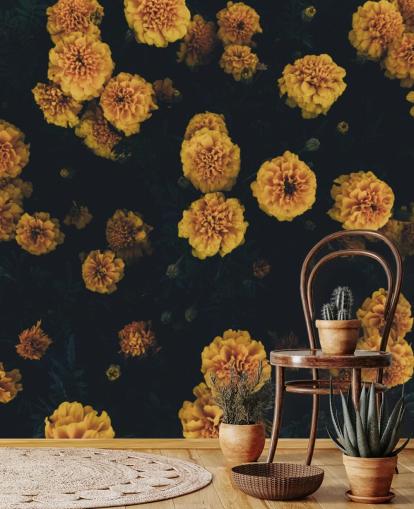 foncé-botanique-floral-papier peint