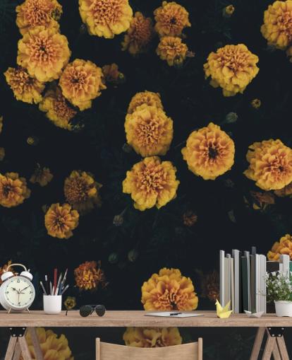 mørk-botanik-blomster-tapet