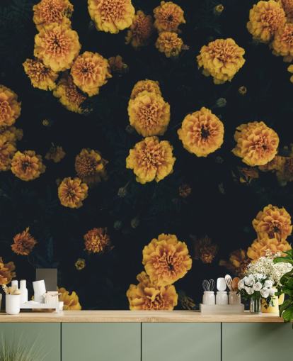 mørk-botanikk-floral-tapet