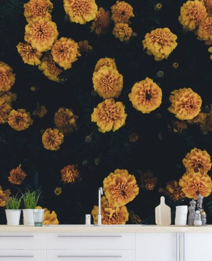 mørk-botanikk-floral-tapet