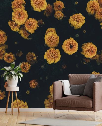 papel pintado floral de botánica oscura