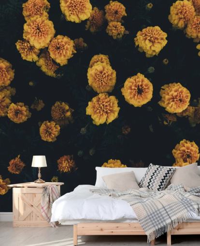 Dark-Botanik-Blumen-Tapete