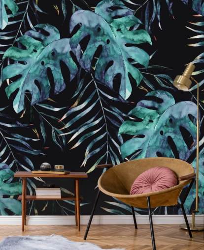 Papel Pintado Palmera Negra con Hojas Tropic Papel Pintado Palmera Negra con Hojas Tropic