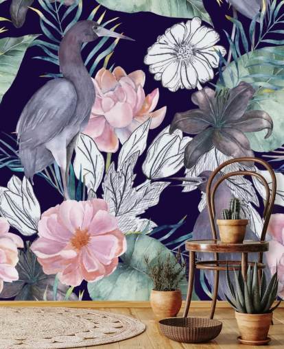 oiseaux-foncés-floraux oiseaux-foncés-floraux