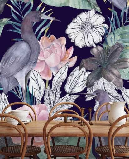 oiseaux-foncés-floraux oiseaux-foncés-floraux