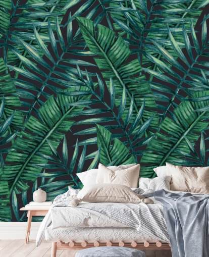 dark-tropical-leaf-jungle-behang