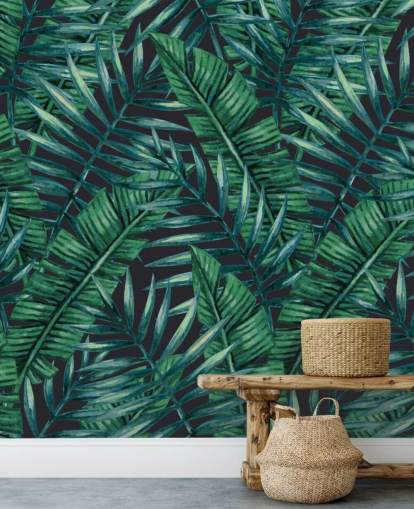 dark-tropical-leaf-jungle-behang