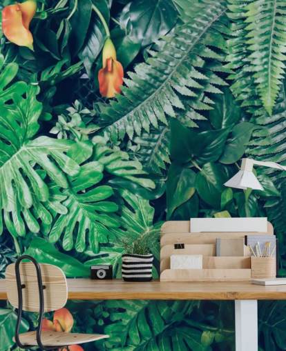 green jungle wallpaper mural called Green Jungle Background
