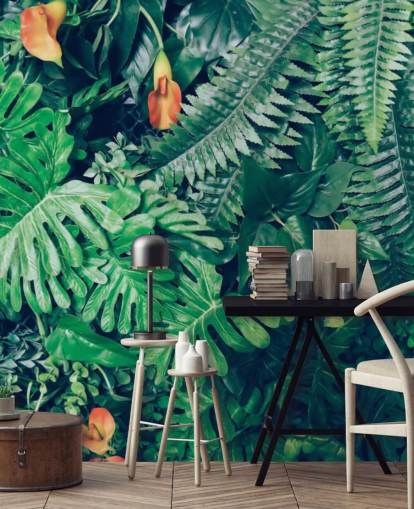 green jungle wallpaper mural called Green Jungle Background
