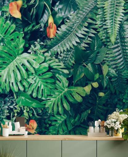 green jungle wallpaper mural called Green Jungle Background