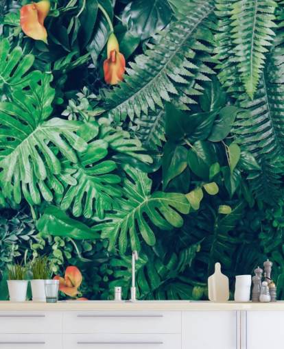 green jungle wallpaper mural called Green Jungle Background