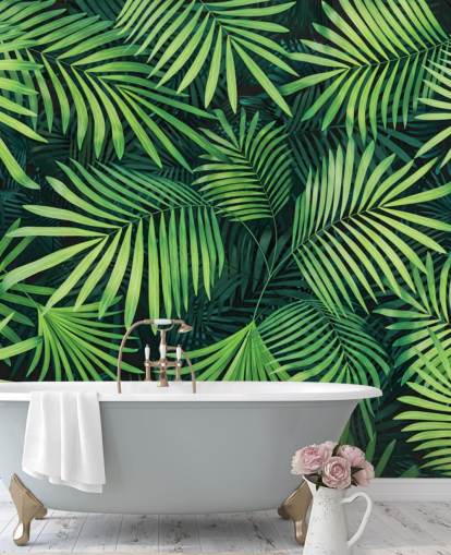 papier peint mural de feuilles vertes personnalisables appelé Leaves of Palm Tree pour les cuisines ou les chambres