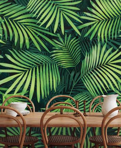Wandbild „Blätter der Palme“, grün, personalisierbar, für Küchen oder Schlafzimmer