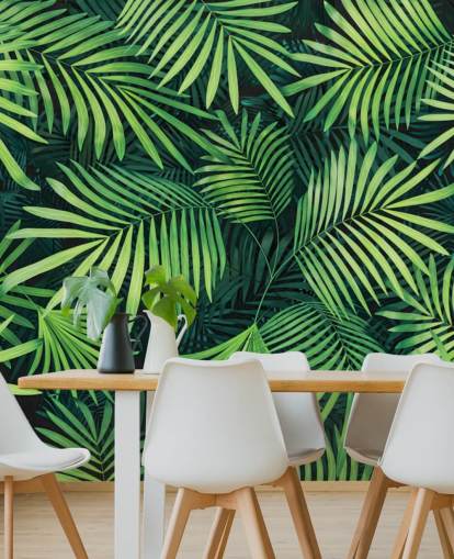 groene aanpasbare muurschildering met bladeren genaamd Leaves of Palm Tree voor keukens of slaapkamers groene aanpasbare muurschildering met bladeren genaamd Leaves of Palm Tree voor keukens of slaapkamers