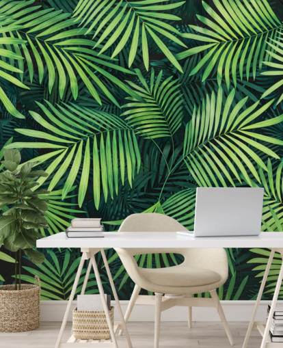 Wandbild „Blätter der Palme“, grün, personalisierbar, für Küchen oder Schlafzimmer