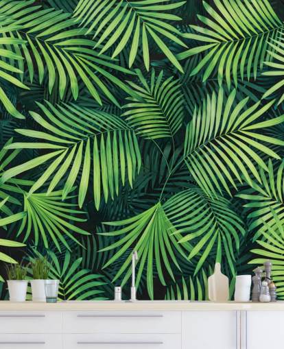 green customizable leaves wallpaper mural called Leaves of Palm Tree for kitchens or bedrooms green customizable leaves wallpaper mural called Leaves of Palm Tree for kitchens or bedrooms
