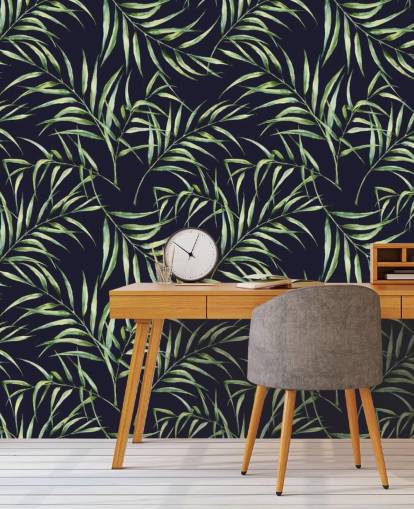 papel pintado con estampado de palmera botánica