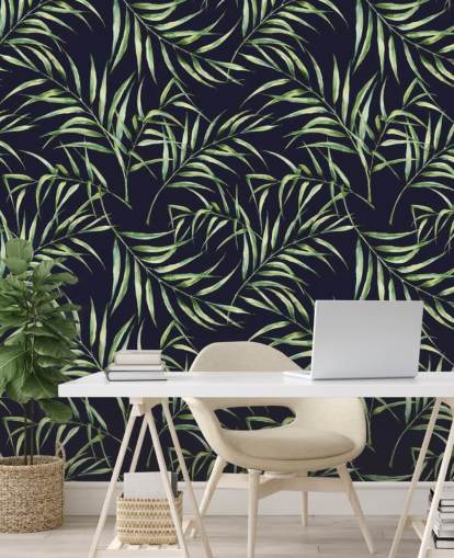 Botanical Palm Tree Print Wallpaper Palm Print Wallpaper