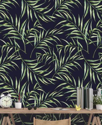 botaniska-palm-träd-print-tapet