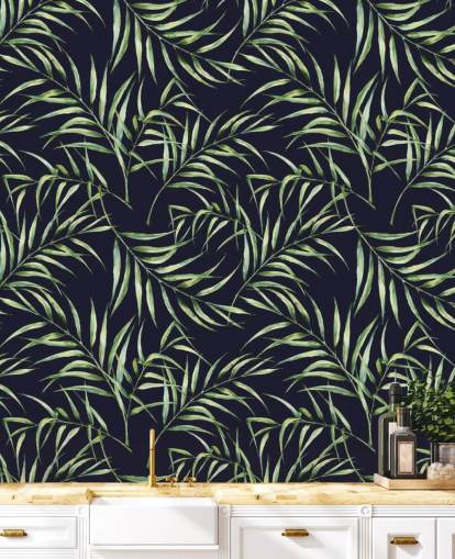 botanisk-palm-træ-print-tapet